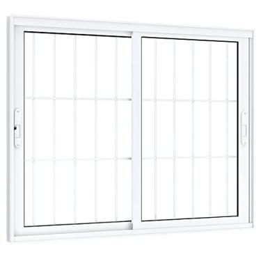Imagem de Janela de Correr Alumínio Lateral 2 Folhas Móveis com Grade Lucasa Eccellente 100cmx150cm Branco