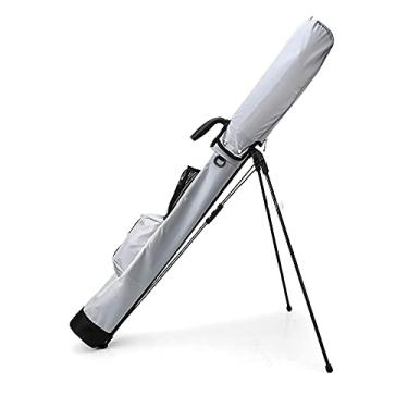 Imagem de Yajun Bolsa de suporte de golfe impermeável, bolsa de transporte portátil de grande capacidade, pacote de golfe pode armazenar 9 tacos com bolso para iniciantes, cinza