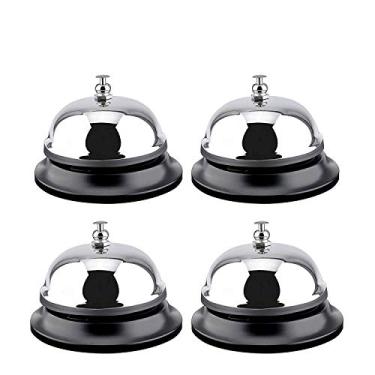 Imagem de Maogear Big Call Bells, 8,5 cm de diâmetro, acabamento cromado, construção totalmente em metal, sino de serviço de mesa para hotéis, escolas, restaurantes, áreas de recepção, hospitais, armazéns (prata) (pacote com 4)