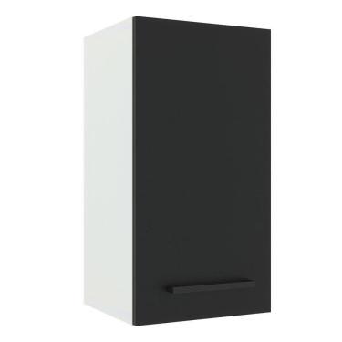 Imagem de Armário Aéreo Madesa Agata 35cm 1 Porta Branco e Preto