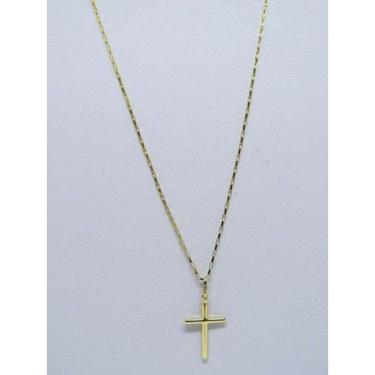 Imagem de Cordão Corrente Masculina Ouro 1.8g Pingente Cruz Crucifixo 0.60g Ouro 18k 750
