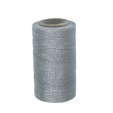 Imagem de Bonarty Corda de algodão encerada durável de 260 metros, 0,8 mm, 150D, de couro plano, para ferramentas artesanais, fios de costura à mão - cinza prateado
