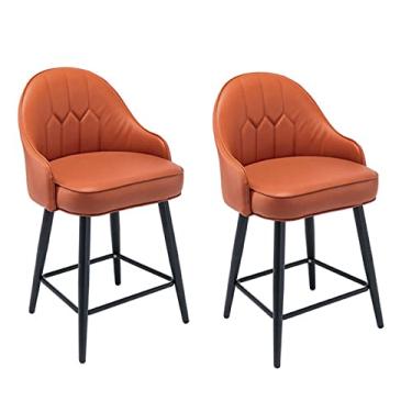 Imagem de Bancos De Bar De Altura Da Cozinha Janeta De 2 Com Costas, Cadeiras De Bar De Jantar Em Casa, Pu Coloque Em Couro Black Chrome Seat Estofado, Para Pubs, Balcão, Ilha Da Cozinha, Sala De Jantar