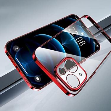 Imagem de Capa de telefone TPU transparente original para iPhone 13 12 11 Pro Max Mini XS XR X 8 7 Plus SE2 Capa Fina Macia, Vermelha, Para iPhone 11 Pro