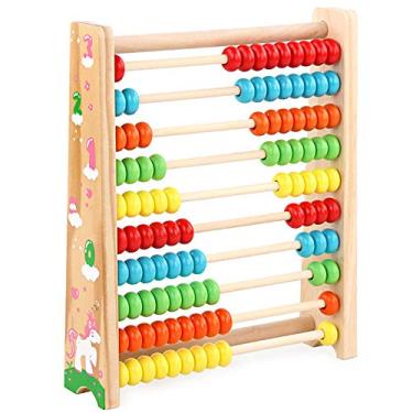 Imagem de Wemay Matemática de brinquedo de ábaco de madeira Números de brinquedos de madeira Jogo educacional Brinquedos para crianças perfeitas Brinquedos de pensamento lógico Auxílio de treinamento de ilumina