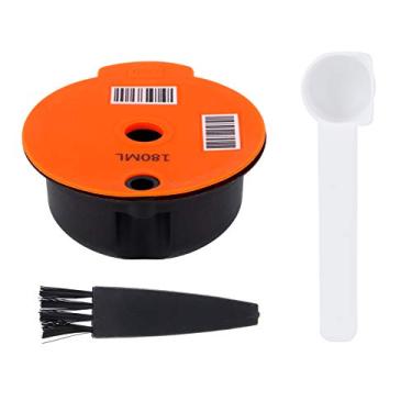 Imagem de Cápsula de café reutilizável, copo de filtro de café recarregável com escova de colher acessório de café para máquina de café laranja (60 ml, 180 ml) (180 ml)