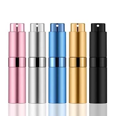 Imagem de Mozzafiato Mini frascos de perfume atomizador portátil de 8 ml, frasco de spray recarregável vazio, frascos de perfume para viagem de bolso para colônias, 5 peças/cores mistas,