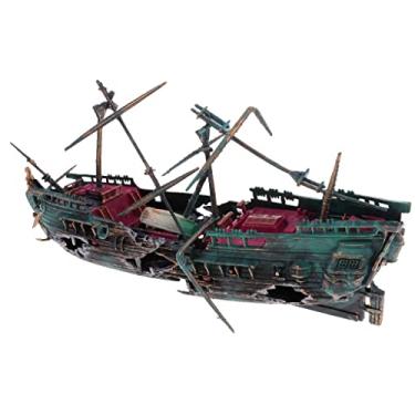 Imagem de Baoblaze ornamento de aquário barco submerso peixe náutico náutico náutico náutico náutico náutico náutico náutico náutico náutico destrói – #1