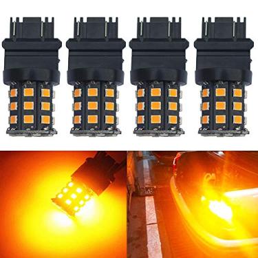 Imagem de BlyilyB 3157 3156 3057 4157 3056 lâmpadas LED âmbar amarelo 12-24V super brilhante 850 lúmens substituição para lâmpadas de freio (pacote com 4)