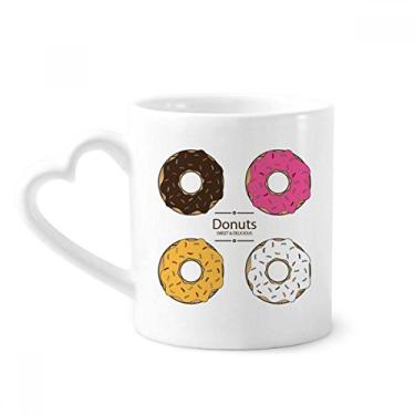 Imagem de Caneca de comida doce de sobremesa de rosquinha de quatro cores café cerâmica copo de coração de vidro