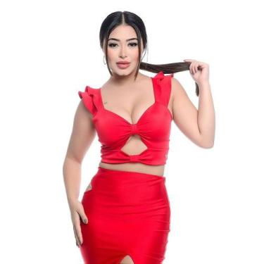 Imagem de Cropped Feminino Vermelho Natal Com Decote  - Nathalia Freitas