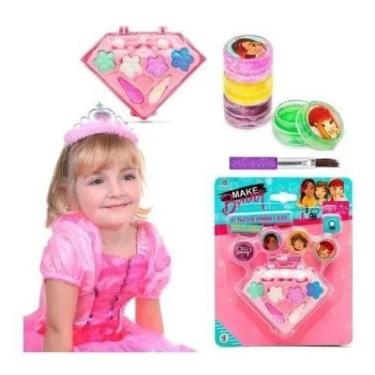 Kit de maquiagem infantil para meninas, conjunto completo de malas, jogo de  maquiagem, kit de maquiagem infantil de segurança lavável, brinquedo de  maquiagem de rosto de princesa, : : Beleza