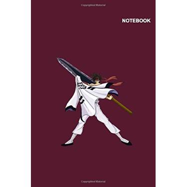 Imagem de Caderno Samurai Rurouni Kenshin Wandering para escola: mais de 110 páginas, papel pautado universitário, caderno de desenho de bala de 15 x 23 cm, capa de design rurouni Kenshin Wandering Samurai rosa mangá