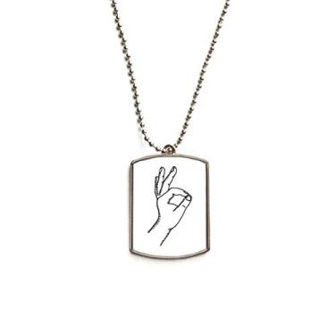 Imagem de DIYthinker Colar com pingente de corrente de aço inoxidável com padrão de desenho de linha de gestos OK