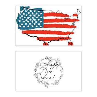 Imagem de Mapa da bandeira dos Estados Unidos Estrelas e Listras Festival Ano Novo Cartão de felicitações Bless Mensagem presente