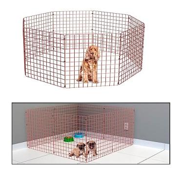 Imagem de Cercado Pet Dobravel Móvel Articulado Cachorro Pequeno Porte Gato 8 Telas 60cm Rose Gold