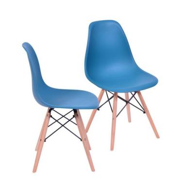 Imagem de Kit 2 Cadeiras Eames Sala Quarto Cozinha 1102 Azul Petroleo Base De Ma