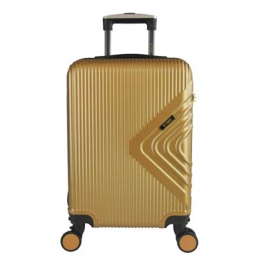 Imagem de Mala de Bordo Abs para Viagem Yins Cleopátra Cadeado Integrado Rodas Duplas Giro 360 Dourado