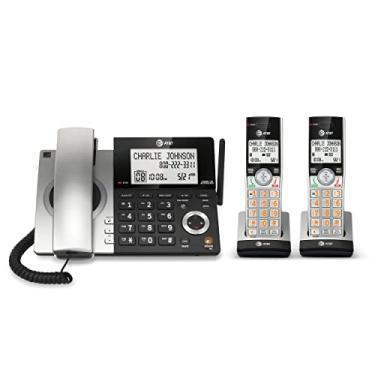 Imagem de AT&T CL84207 DECT 6.0 2 aparelhos com cabo/telefone sem fio para casa com longo alcance, atendedor de chamadas, bloqueio de chamadas, interfone e modo de alimentação de linha, prata/preto