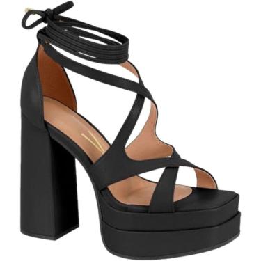 Imagem de Sandália Plataforma Com Salto Grosso Vizzano Fechamento Em Amarração