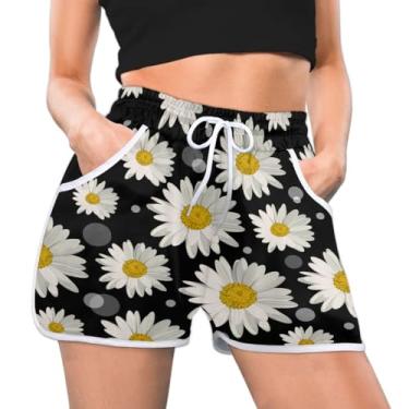 Imagem de Daisy Flower Short atlético feminino primavera fazenda flores verão casual atlético confortável secagem rápida academia treino, Multi, P
