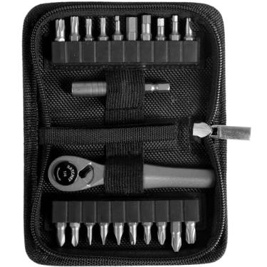 Imagem de FALESOUL Conjunto de mini chaves de catraca, chave de fenda multifuncional de ângulo reto 22 em 1 com 20 bits, chave de fenda angular catraca de perfil baixo, chave de fenda de ângulo reto para