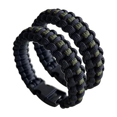 Imagem de CIBBALIY 2 pulseiras de paracord verde exército 21,6 cm trançado pulseira tática inclui cordão de paraquedas e fivelas de plástico para caminhadas, viagens e acampamento, Medium, Plástico, Sem Pedra