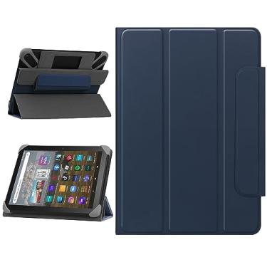 Imagem de HoYiXi Capa universal para tablet de 7 a 8 polegadas com suporte dobrável, capa protetora universal para tablet Samsung Galaxy Tab/Lenovo/Huawei/PRITOM/Fire de 7 a 8 polegadas - Azul marinho