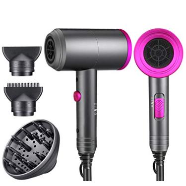 Imagem de Secador de Cabelo Iônico Profissional Spriak, Ar Quente/Frio, Motor CA Potente de 1800 W, Secagem Rápida, 2 Velocidades/3 Aquecimento, com 2 Bocais e 1 Difusor