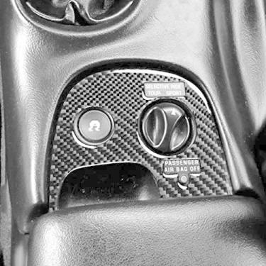Imagem de Acessórios interiores de carro de fibra de carbono central inferior com acabamento de capa de controle de tração compatível com Chevrolet Corvette C5 2000-2004