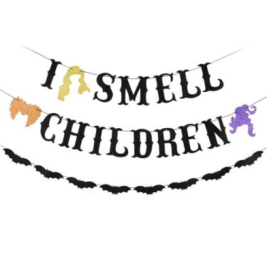 Imagem de Banner infantil I Smell Glitter preto e glitter preto Halloween Morcego Banner- I Smell Children decorações, decorações de festa de Halloween, morcegos voadores, decoração de morcegos, decorações de Halloween para lareira, escritório