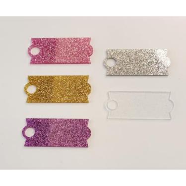 Imagem de 15 peças de acessórios para tampa de copo Stanley com glitter, placa de nome para tampa, placa de nome para garrafa de água (1,134 g, material misto de glitter)