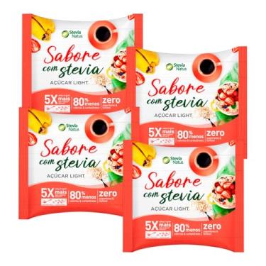 Imagem de Kit 4 Açúcar Light Sabore com Stevia Adoça e Rende 5x mais Stevia Natus 500g