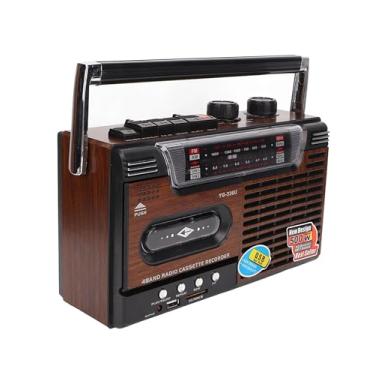Imagem de Gravador de fita cassete, estilo clássico dos anos 80 portátil Boombox SW1 SW2 AM FM, alto-falante estéreo silencioso, estéreo retrô, suporte para cartão de armazenamento, USB, antena, conector de