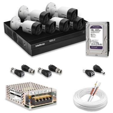 Imagem de Kit 6 Câmeras De Segurança Intelbras Full Hd 1080p Com Dvr Mhdx 1208 1080p Com Hd 1tb Purple
