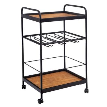 Imagem de Carrinho Bar Bebidas Adega Dipi Decorativo Preto/Marrom