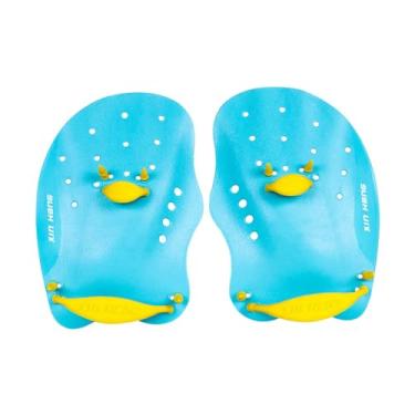 Imagem de Dynwave Pás de mão para natação Pás de natação Luvas práticas para água Polipropileno Silicone Treinamento de natação portátil Pás de natação, M Blue