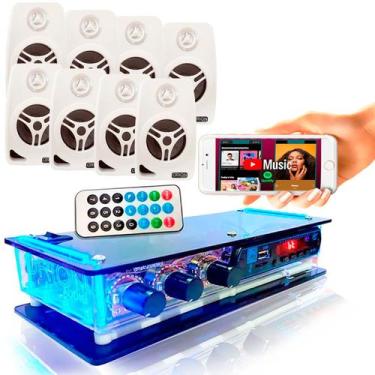 Imagem de Kit Amplificador Bt + 8 Caixas Acustica Som Ambiente 50w - ORION