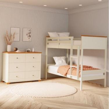 Imagem de Conjunto Dormitório 1 Beliche 1 Cômoda Ananda CabeCasa MadeiraMadeira Imbuia/Offwhite