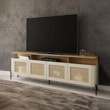 Imagem de Rack para TV 1,80cm c/ Porta Sextavada 100% MDF Pés em Metal - Casa La