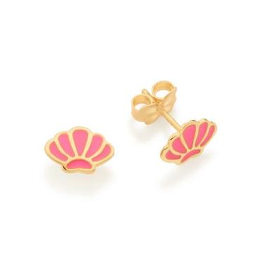 Imagem de Brincos banhado ouro 3x 24k 18k e 22k feminino infantil rommanel conch