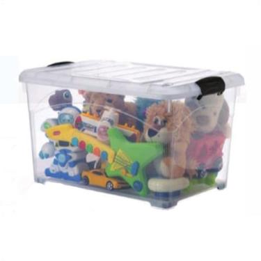 Imagem de Caixa Organizadora 25 Lts Transparente Com Travas e Rodinhas INJEPLAST