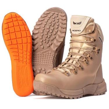 Imagem de Bota Coturno Apache Couro Militar Confortável Macio Leve - Acero, Bege