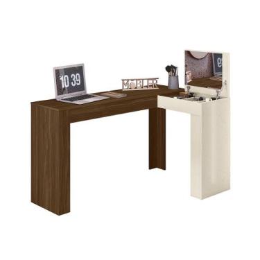 Imagem de Mesa Escrivaninha Penteadeira Canto Camarim com Espelho - Mobler, Off 