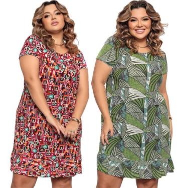 Imagem de Kit 2 Vestido Plus Size Soltinho Babado Casual Básico - Felicity, Únic