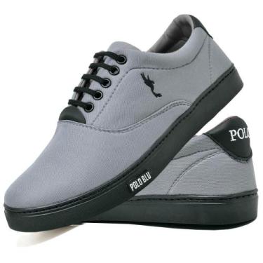 Imagem de Sapatênis Masculino Casual Confortável Lona Polo Blu, Cinza, Preto, 42
