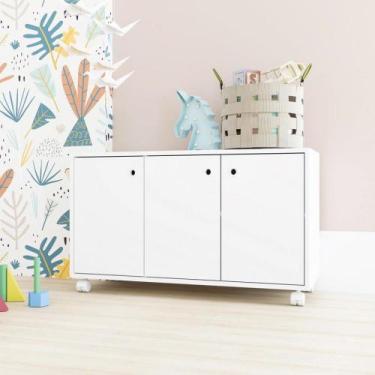 Imagem de Balcão 3 Portas com Rodízios BM225 BRV Móveis, Branco