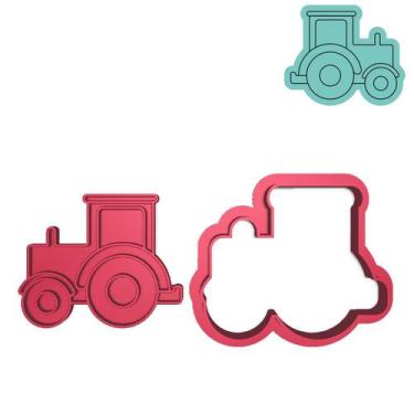 Imagem de Cortador Marcador Trator Fazendinha Cute - DOCE IMPRESSO, 10,5cm