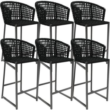 Imagem de Kit 06 Banqueta Para Área Gourmet Cozinha Varanda Corda Náutica Porto 