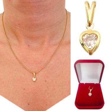 Imagem de Pingente Feminino Coração em Zircônia Cravejada Banhado a Ouro 18k - D